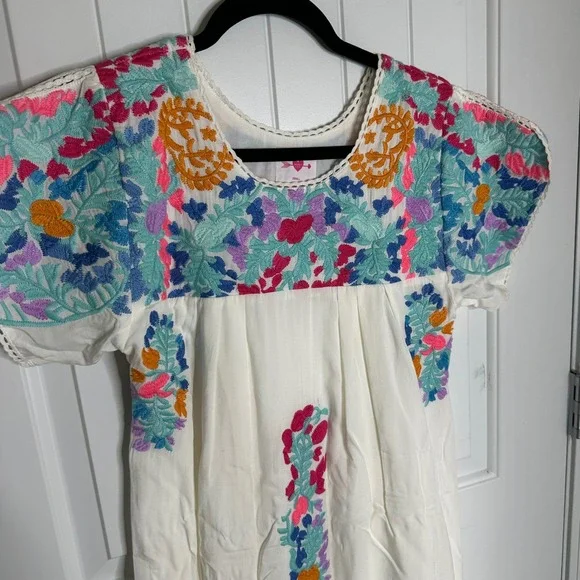 Buddy Love embroidered floral Mexican wedding dress boho size XS resort vacation - Picture 3 of 9